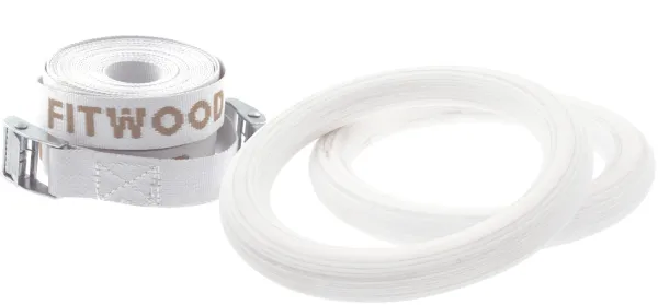 FitWood ULPU MINI Gymnastikringe 28mm - Hvid overflade / Hvid Strop