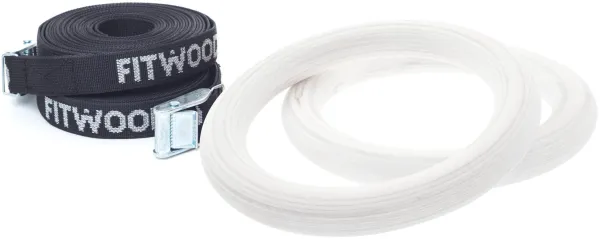 FitWood ULPU MINI Gymnastikringe 28mm - Hvid overflade / Sort Strop